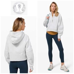 Lululemon Sz M/L Scuba Oversized 1/2 Zip Hoodie Heathered Core Ultra Light Grey